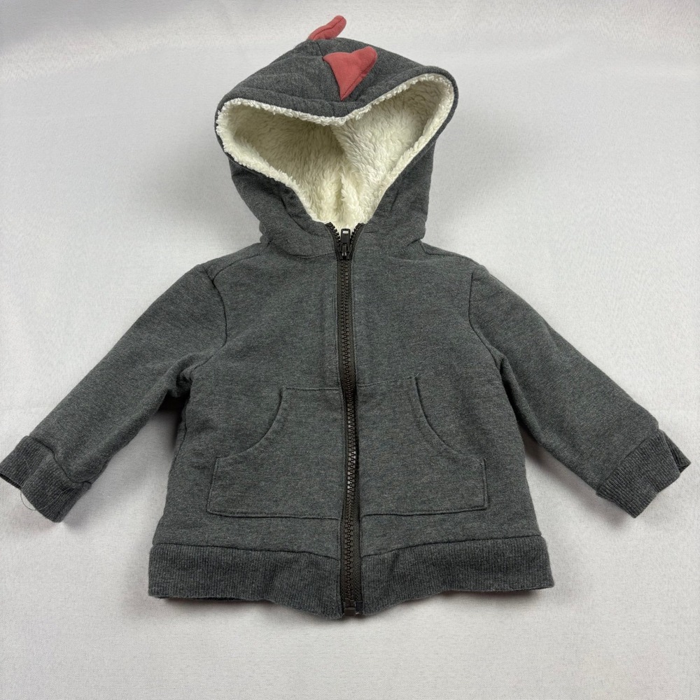 Tommy Bahama Baby Toddler 12M Gray Dino Dinosaur Hoodie Jacket Fleece Jurassic‎